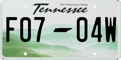 TN license plate F0704W