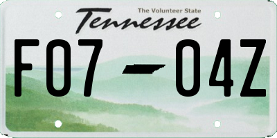 TN license plate F0704Z
