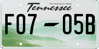 TN license plate F0705B