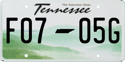 TN license plate F0705G
