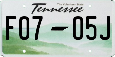 TN license plate F0705J