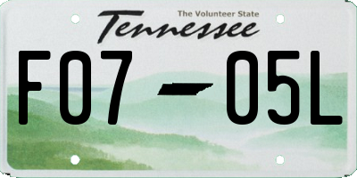 TN license plate F0705L