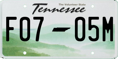 TN license plate F0705M