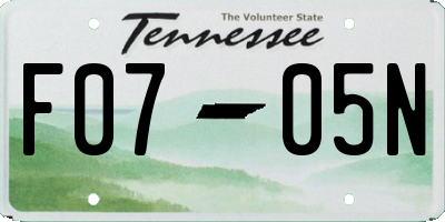 TN license plate F0705N