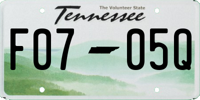 TN license plate F0705Q