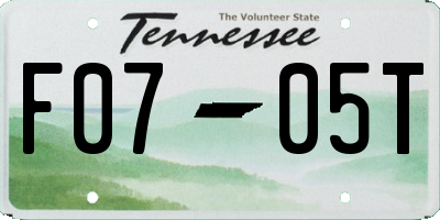 TN license plate F0705T