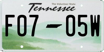 TN license plate F0705W