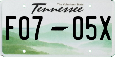 TN license plate F0705X