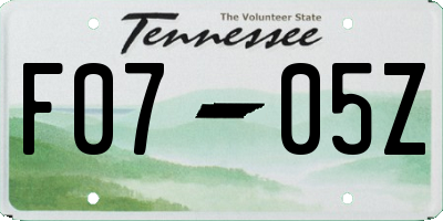 TN license plate F0705Z