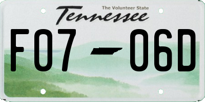 TN license plate F0706D