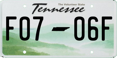 TN license plate F0706F