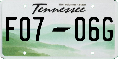 TN license plate F0706G