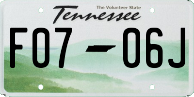 TN license plate F0706J