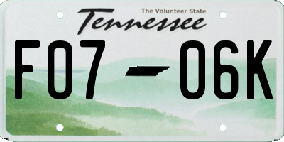 TN license plate F0706K