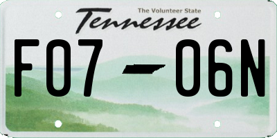 TN license plate F0706N