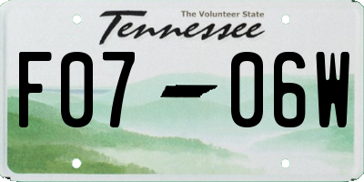 TN license plate F0706W