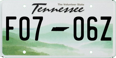 TN license plate F0706Z