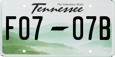 TN license plate F0707B