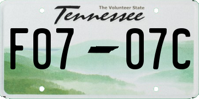 TN license plate F0707C