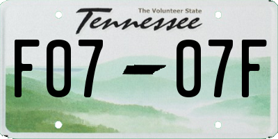 TN license plate F0707F
