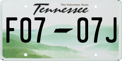 TN license plate F0707J