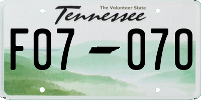 TN license plate F0707O