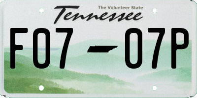 TN license plate F0707P