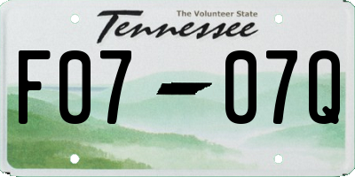 TN license plate F0707Q