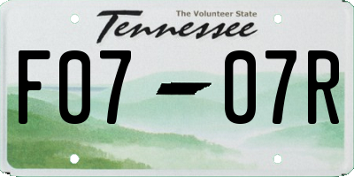 TN license plate F0707R