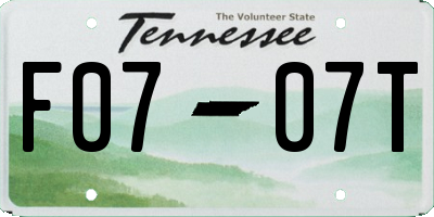 TN license plate F0707T