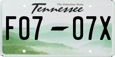 TN license plate F0707X