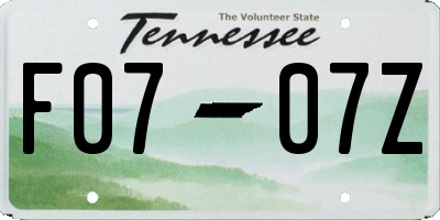 TN license plate F0707Z