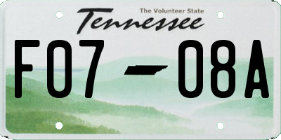 TN license plate F0708A
