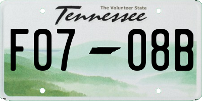 TN license plate F0708B