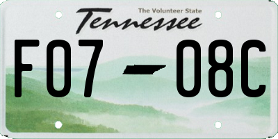 TN license plate F0708C
