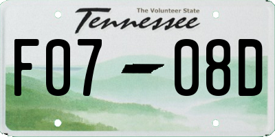 TN license plate F0708D