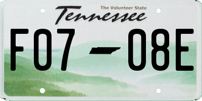 TN license plate F0708E