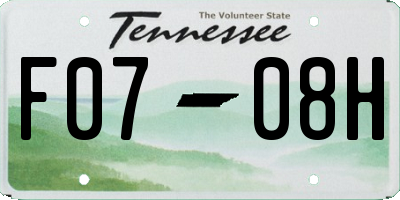 TN license plate F0708H