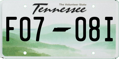 TN license plate F0708I