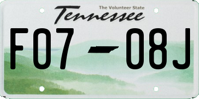 TN license plate F0708J