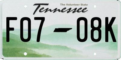 TN license plate F0708K