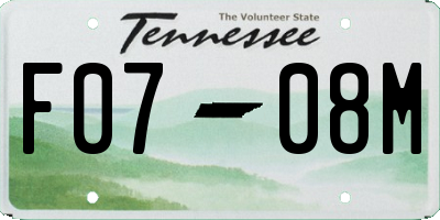 TN license plate F0708M