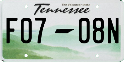 TN license plate F0708N