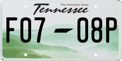 TN license plate F0708P