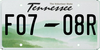 TN license plate F0708R