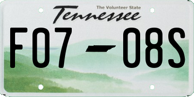 TN license plate F0708S