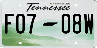 TN license plate F0708W