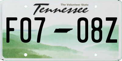 TN license plate F0708Z