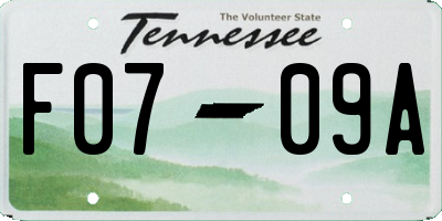 TN license plate F0709A