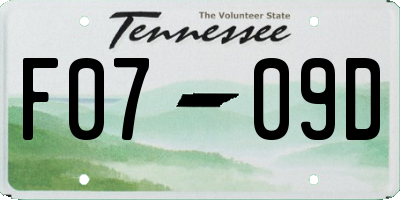 TN license plate F0709D